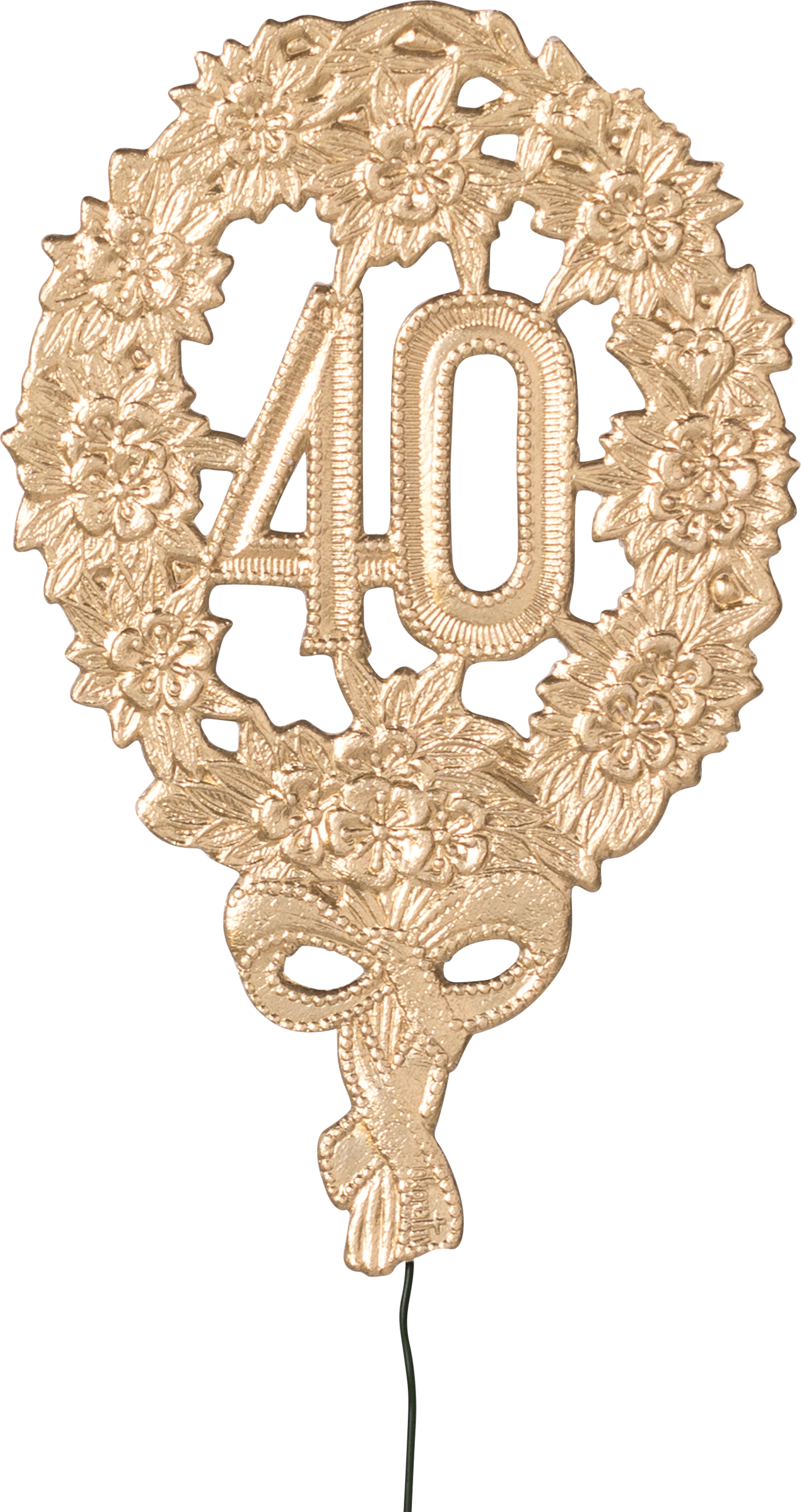 Anniversary shields/ number "40" gold, 8 x 12 cm