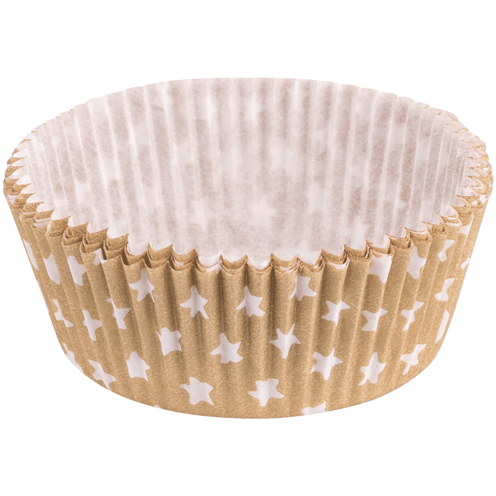 Baking cups White stars on gold • 5 x 2,5 cm