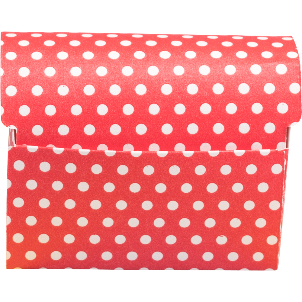 Present box white dors on red, 7 x 4,5 x 5,5 cm