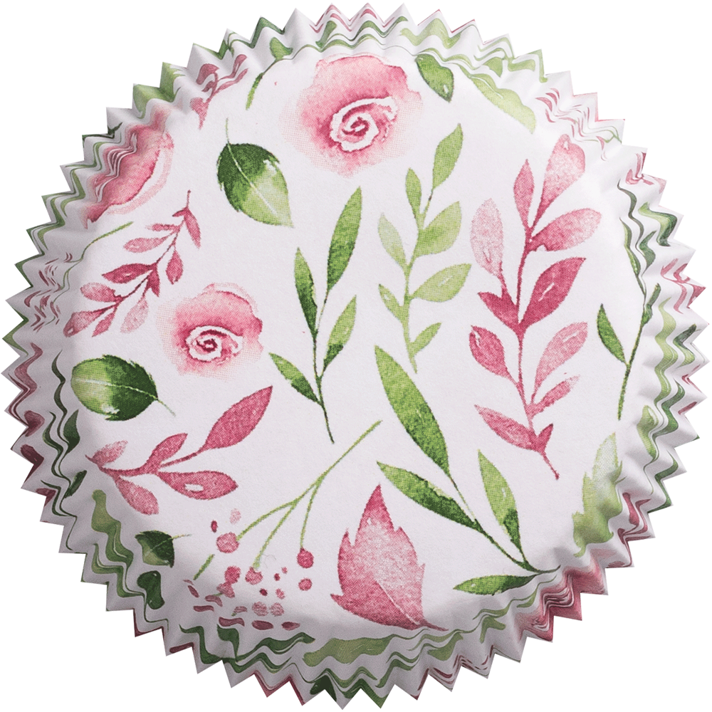 Muffinförmchen Rosen rosa/grün • 5 x 2,5 cm