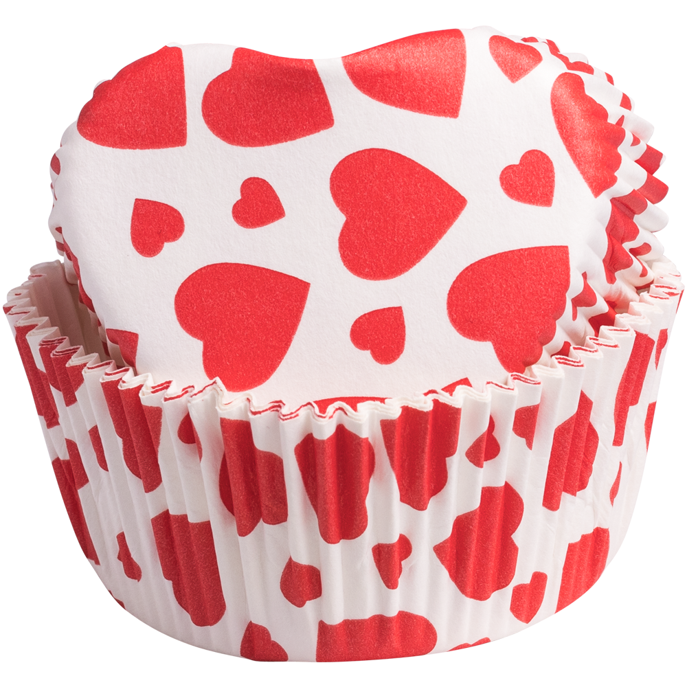 Stable baking moulds heart white with red hearts
