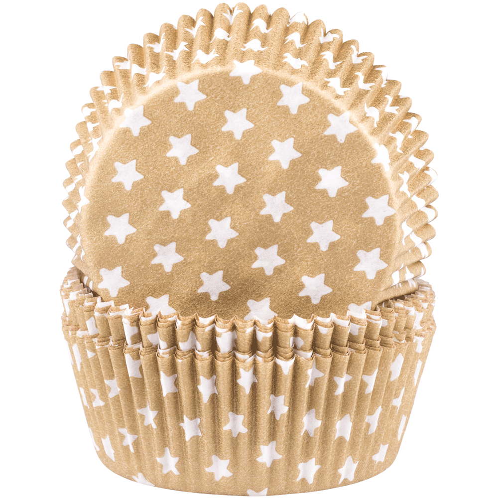 Muffinförmchen Sterne weiß/gold • 5 x 2,5 cm