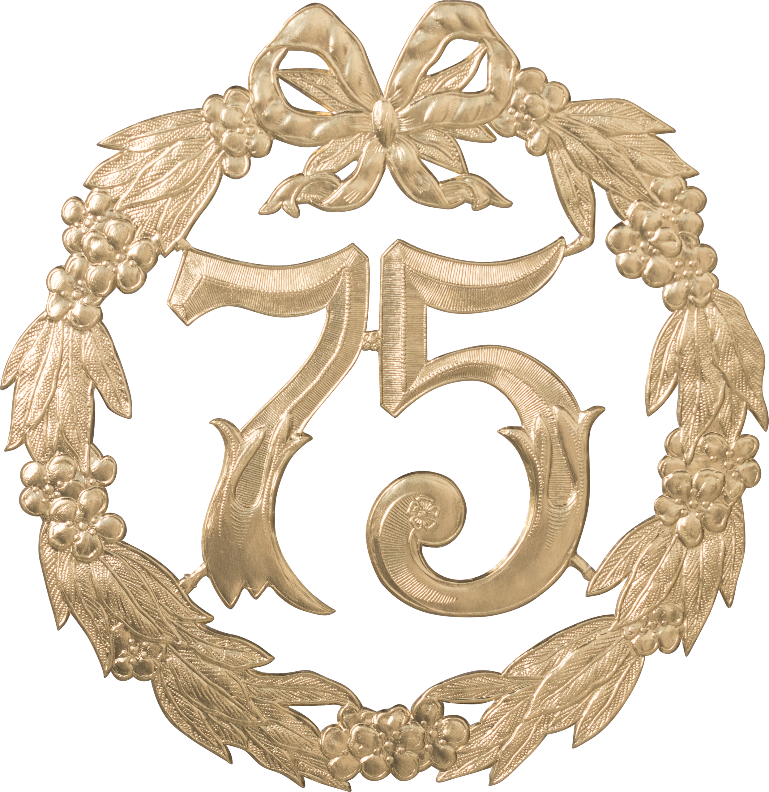 Anniversary shields/ number "75" gold, Ø 24cm 