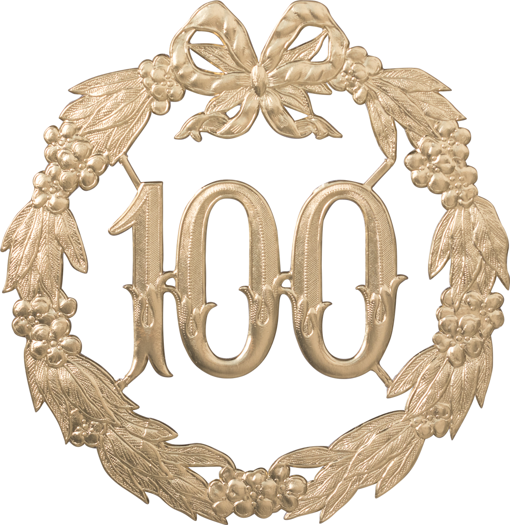 Anniversary shields/ number "100" gold • Ø 24 cm 