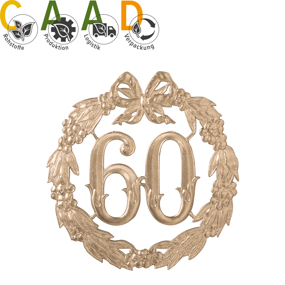 Anniversary shields/ number "60" gold, Ø 24 cm 