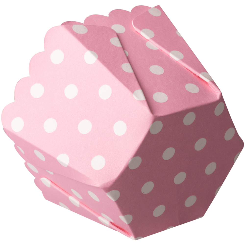 Hexagon, dots white on pink, ø 7 cm floor x 5,6 cm heights