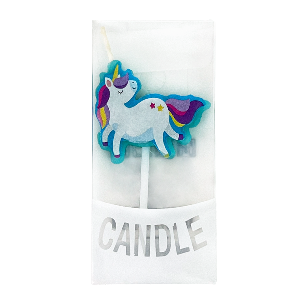 Unicorn blue motif candle