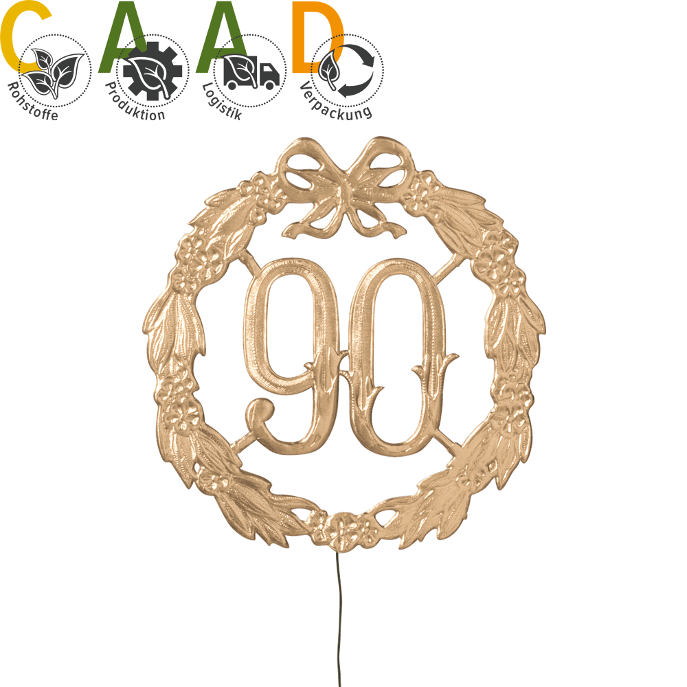 Anniversary shields/ number "90" gold, Ø 13 cm 