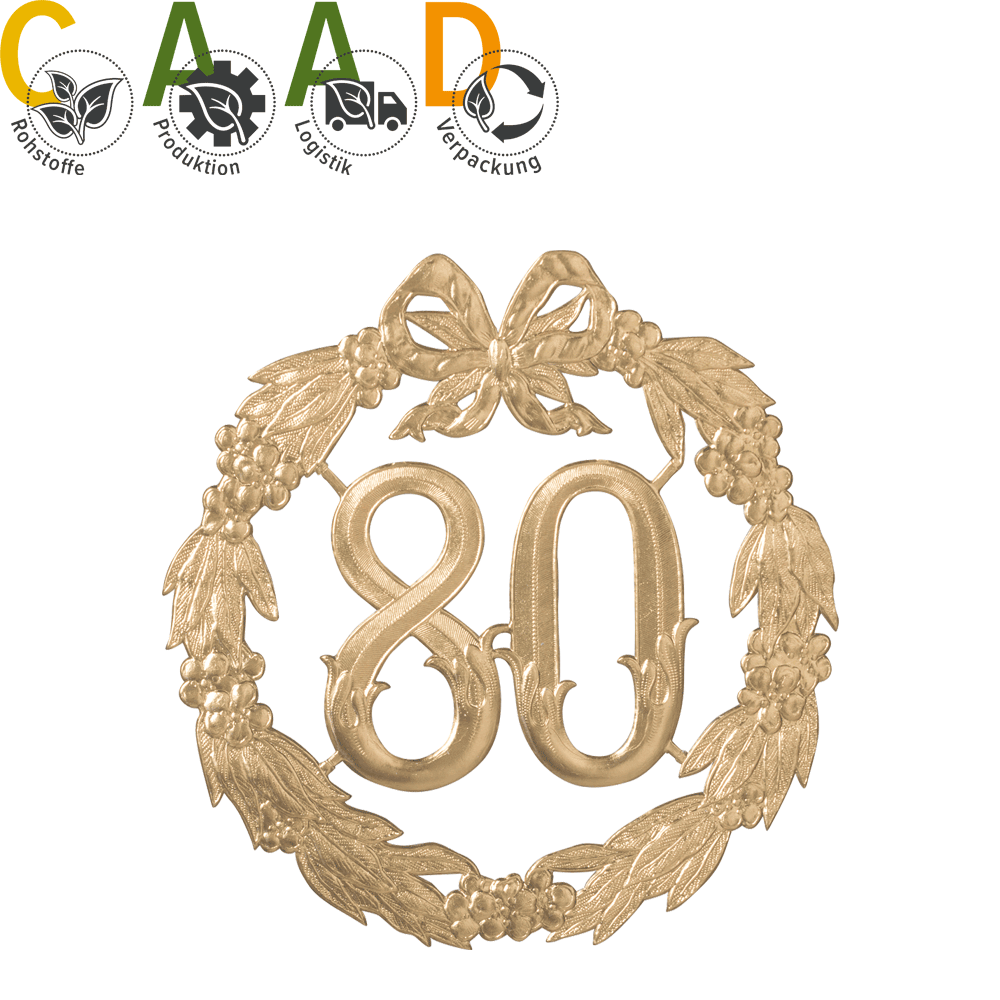 Anniversary shields/ number "80" gold, Ø 24 cm 