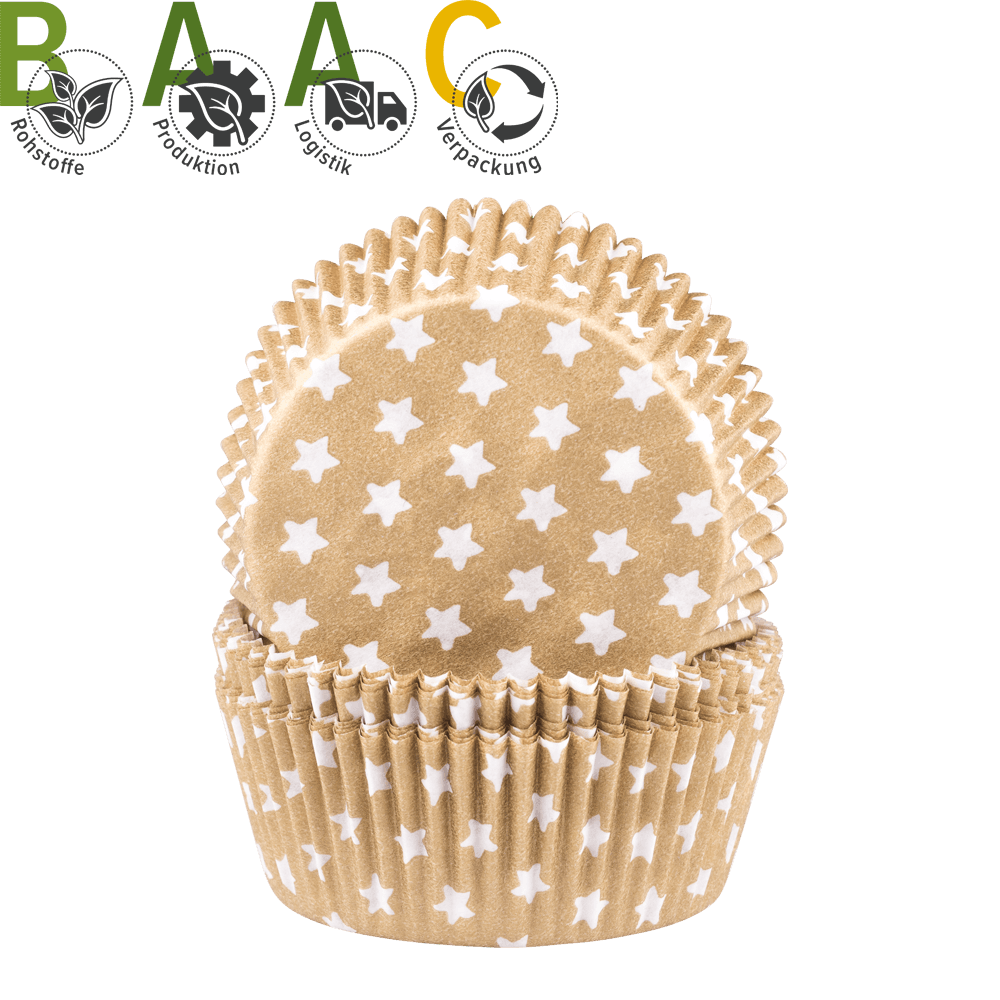 Baking cups White stars on gold • 5 x 2,5 cm
