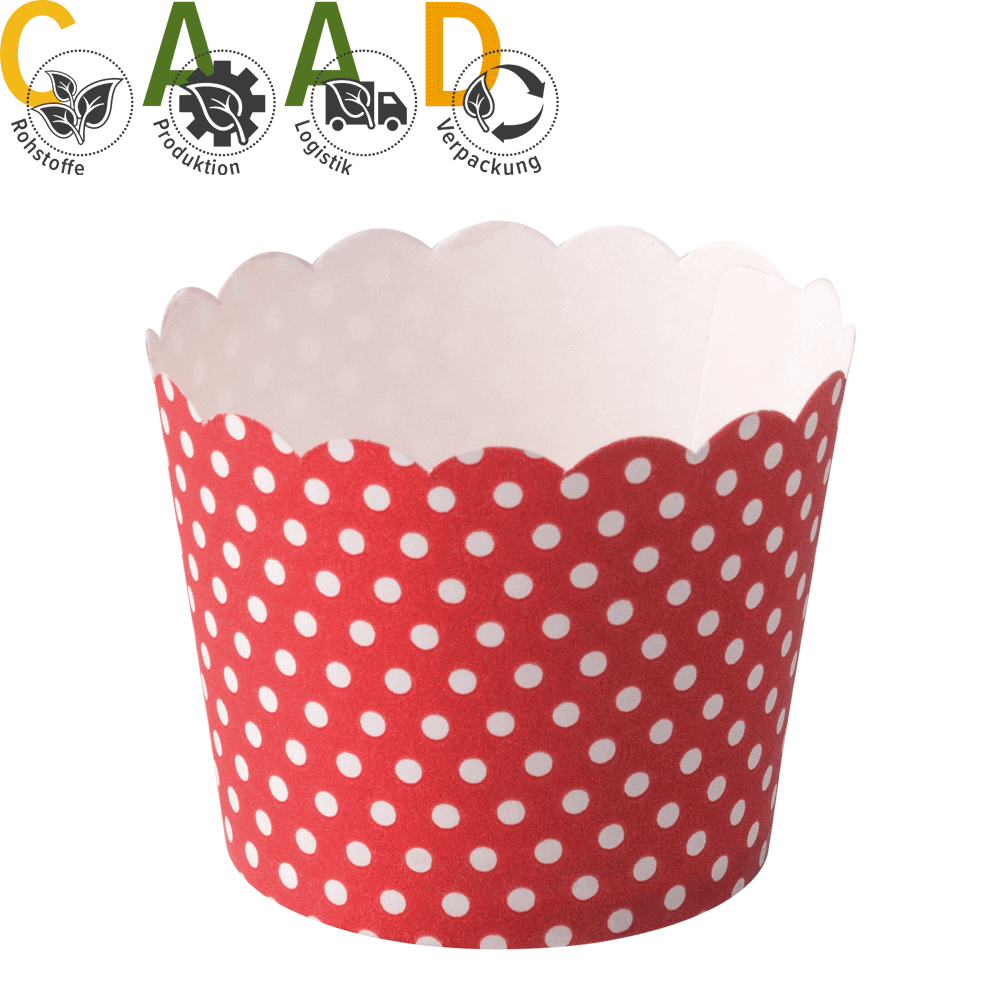 Ice cream and muffin cups White dots on red • ø 5,6 cm floor x 5,6 cm heights
