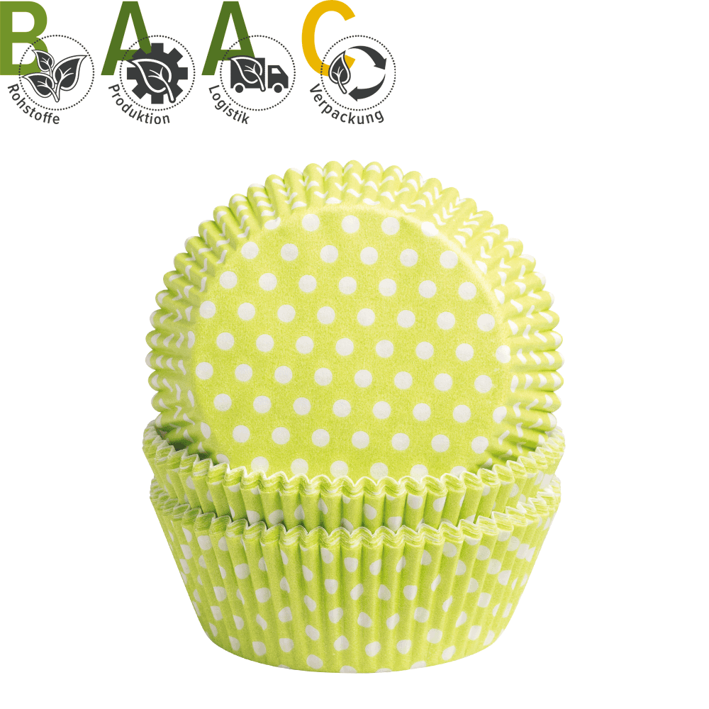 Baking cups Dots white on lime • 5 x 2,5 cm
