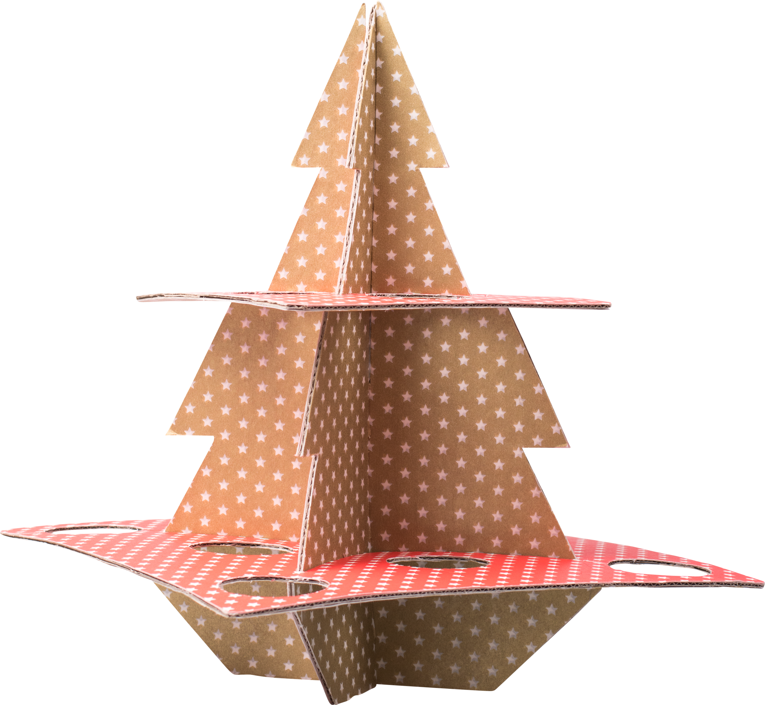 Etagere Weihnachtsbaum Sterne rot/gold + 24 Mini-Backförmchen