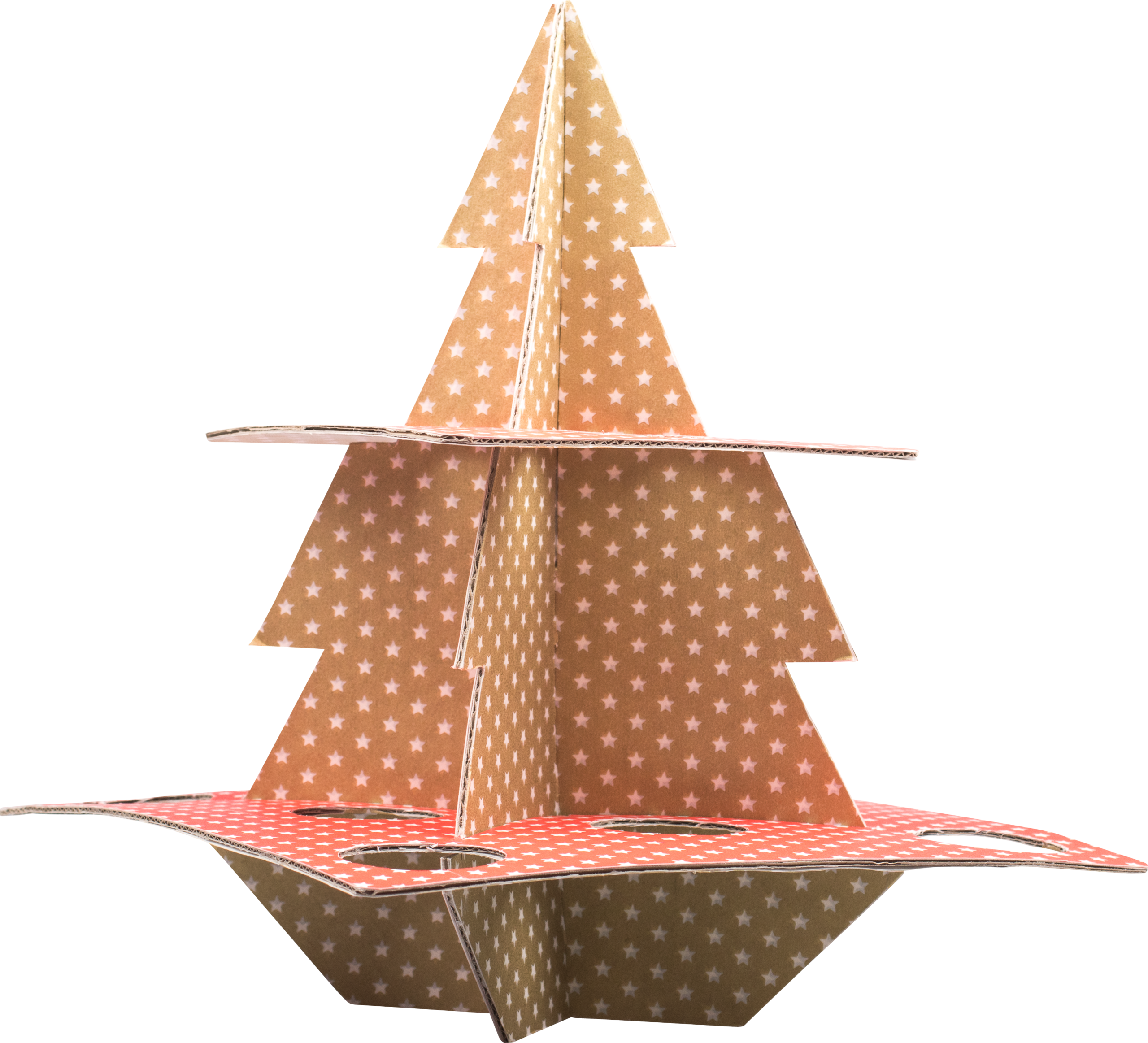 Etagere Weihnachtsbaum Sterne rot/gold + 24 Mini-Backförmchen