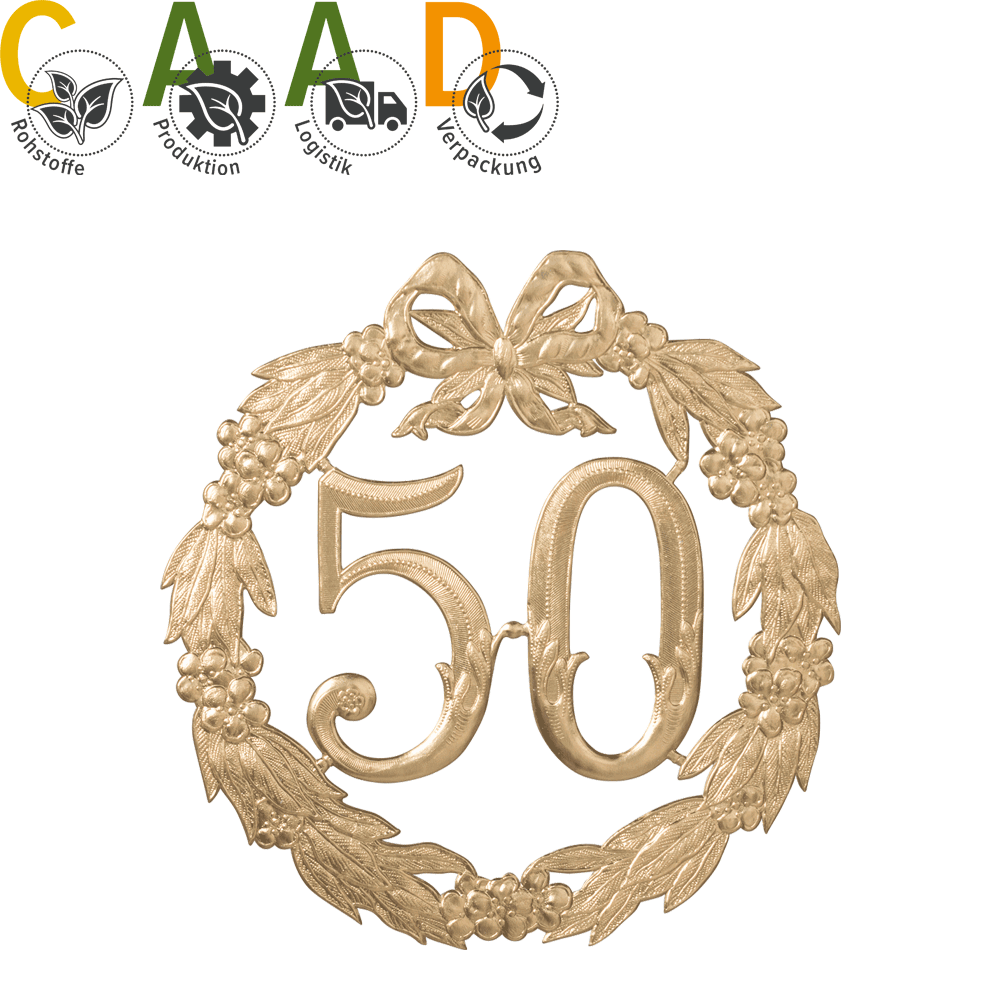 Anniversary shields/ number "50" gold, Ø 24cm 