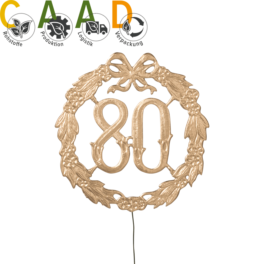Anniversary shields/ number "80" gold, Ø 13 cm 