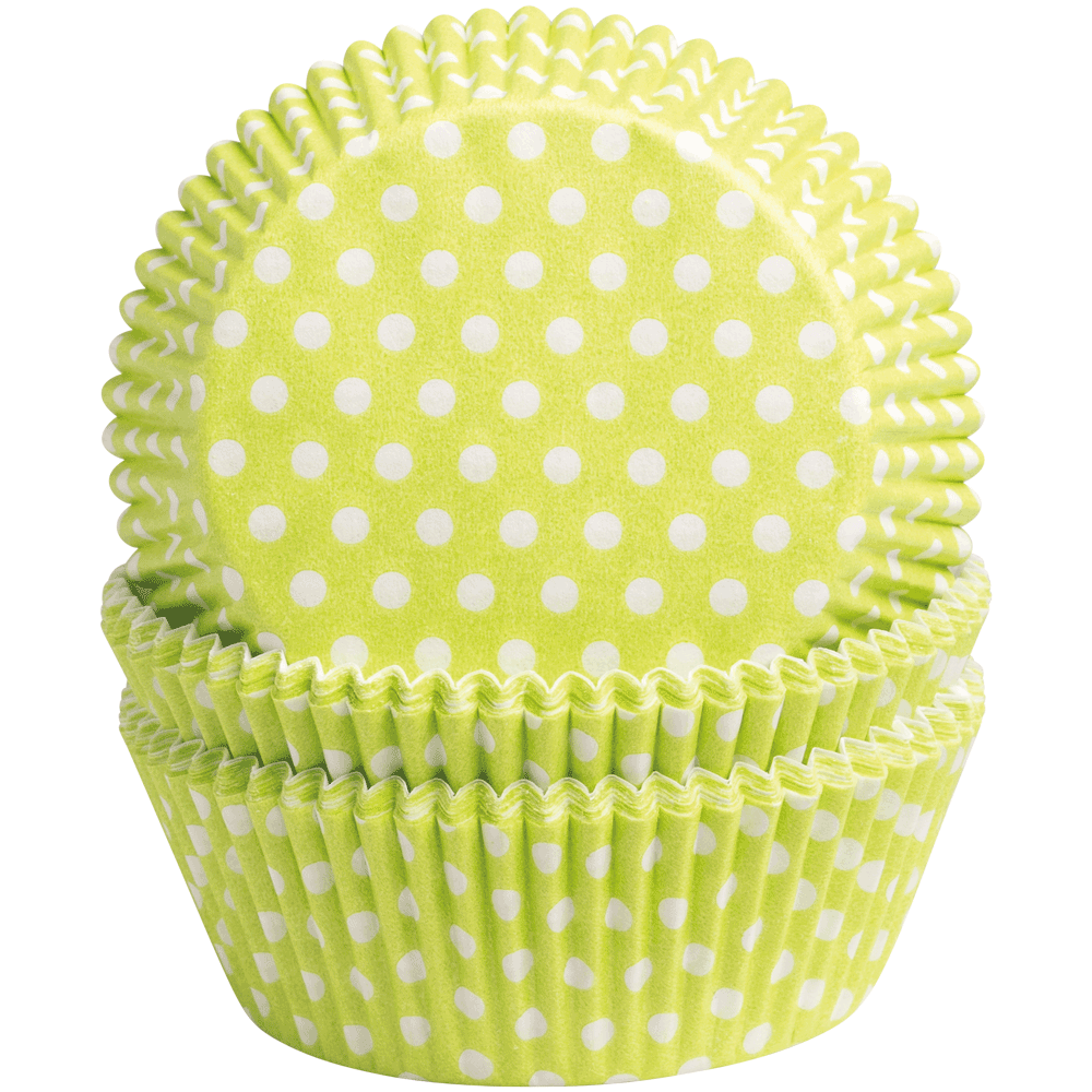 Baking cups Dots white on lime • 5 x 2,5 cm