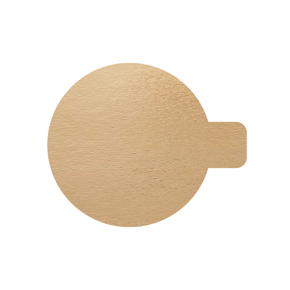 Cake board with tab, golden, 8 cm round