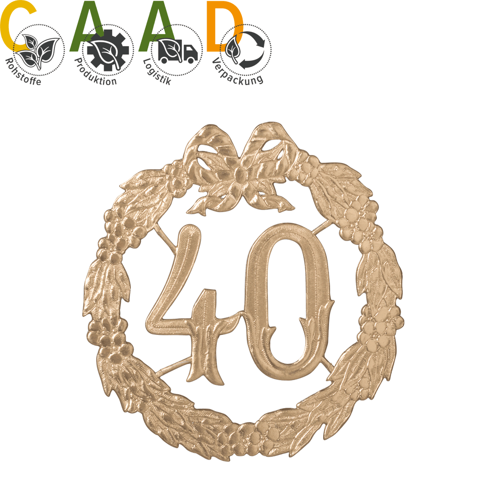 Anniversary shields/ number "40" gold, Ø 24 cm