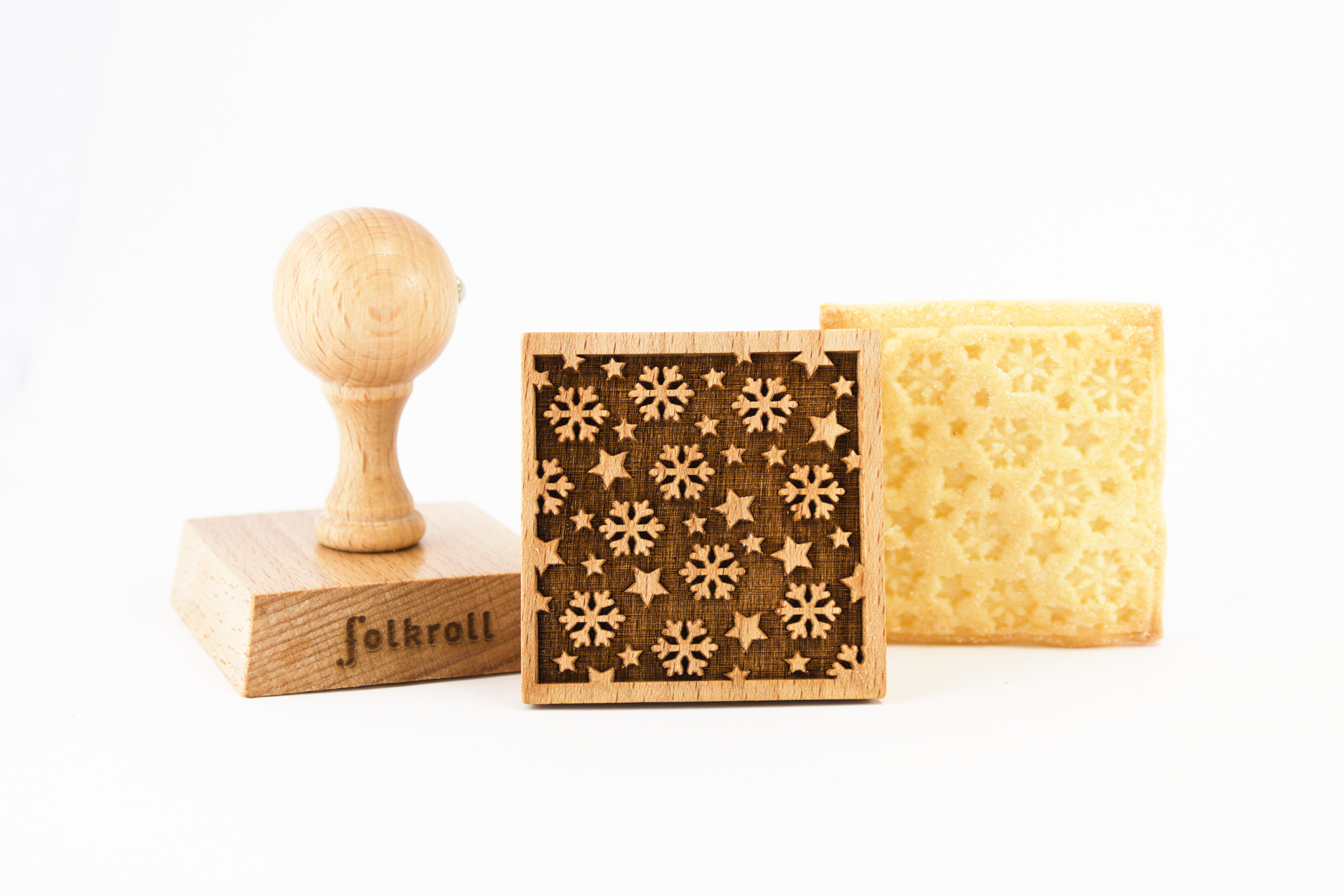 Biscuit Stamp Snowflake and Stars 55x55mm