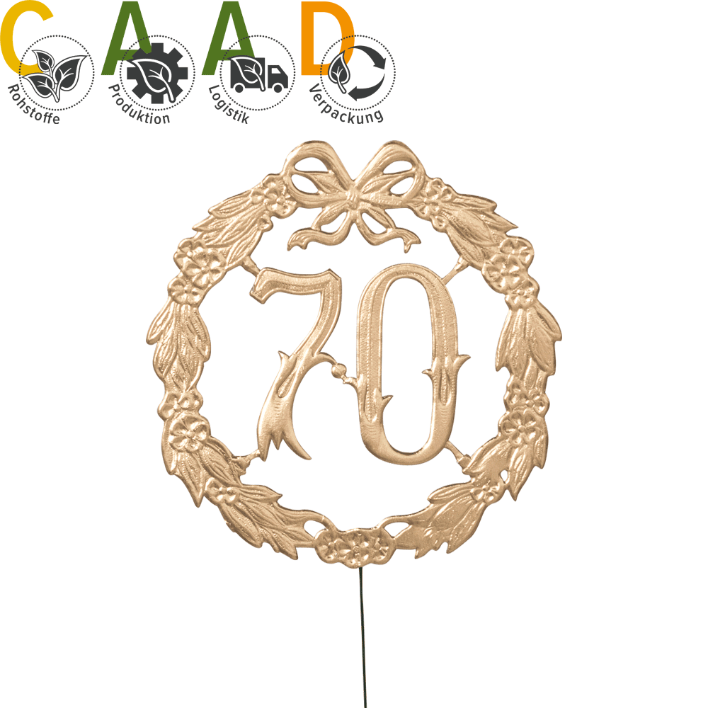 Anniversary shields/ number "70" gold, Ø 13 cm