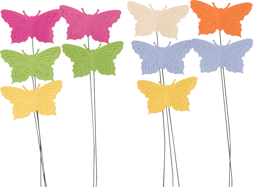 Schmetterlinge am Draht farbig sortiert, 4 x 6,5 cm