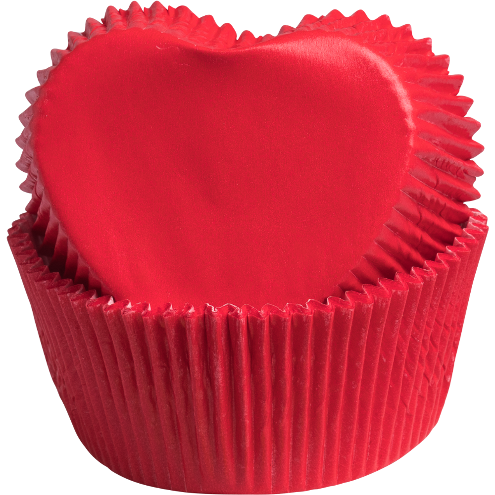 Baking moulds heart red + Tray