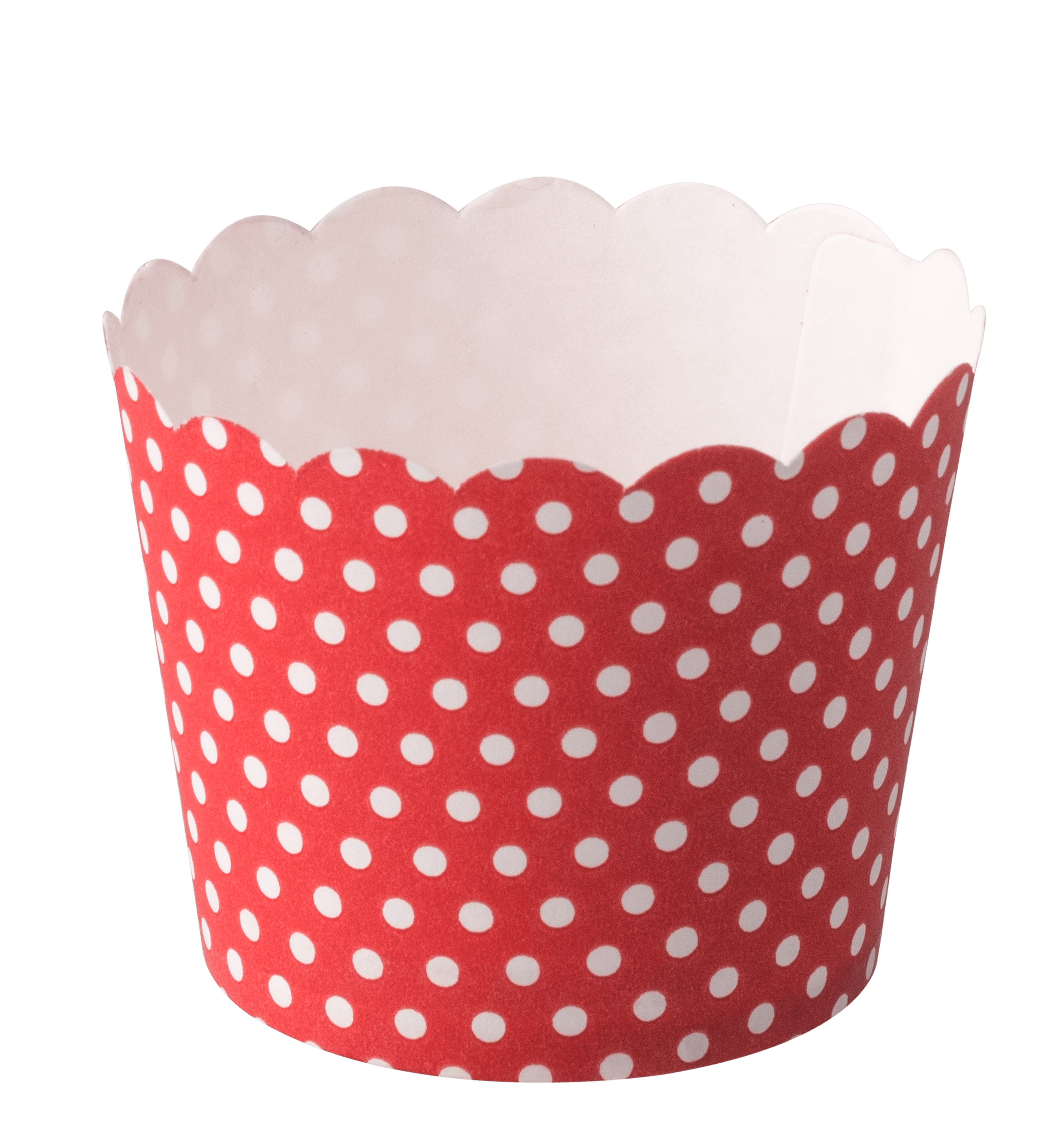 Eis- und Muffinbecher Pünktchen weiß auf rot, aufgestellt • Boden Ø 5,6 cm x Höhe 5,6 cm