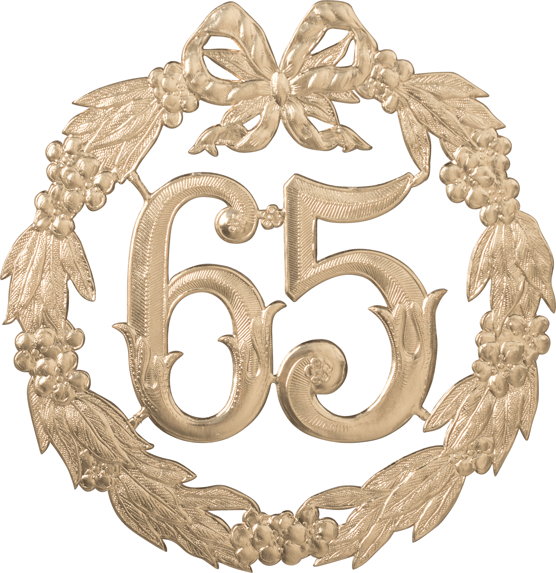 Anniversary shields/ number "65" gold, Ø 24 cm 
